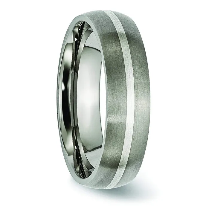 Rings Titanium and Silver Ring Matte Finish in 6mm Aircraft Grade Titanium deBebians