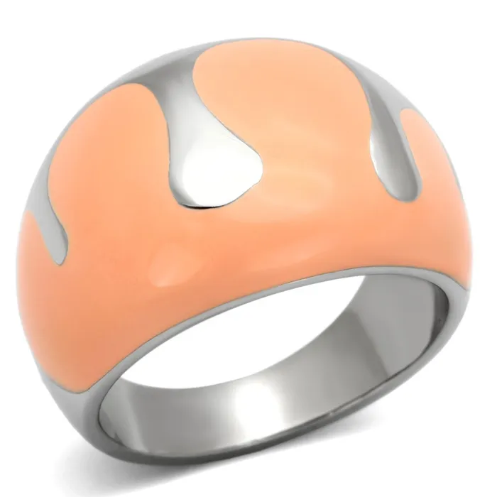 Rings TK802 High polished no plating Stainless Steel Ring with Epoxy in Orange Alamode Rings TK802 High polished no plating Stainless Steel Ring with Epoxy in Orange Alamode