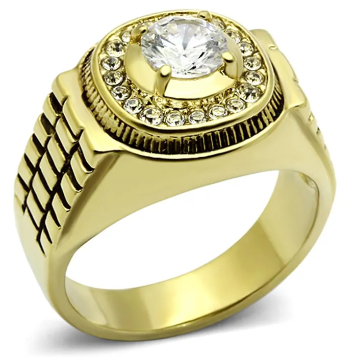 Rings TK948G IP GoldIon Plating Stainless Steel Ring with AAA Grade CZ in Clear Alamode Rings TK948G IP GoldIon Plating Stainless Steel Ring with AAA Grade CZ in Clear Alamode