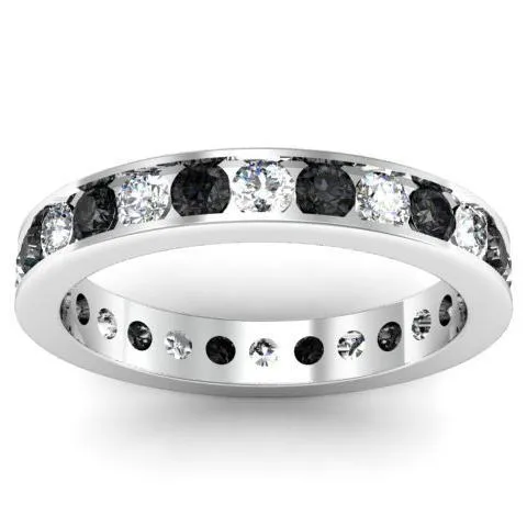Round White and Black Diamond Eternity Ring in Channel Setting deBebians Rings Round White and Black Diamond Eternity Ring in Channel Setting deBebians Rings