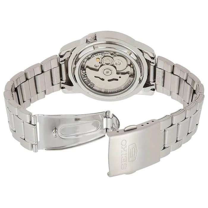 SEIKO Bracelets Seiko Mens Automatic Watch Seiko 5 Dark Blue Dial Silver Tone Bracelet SNKE61K1