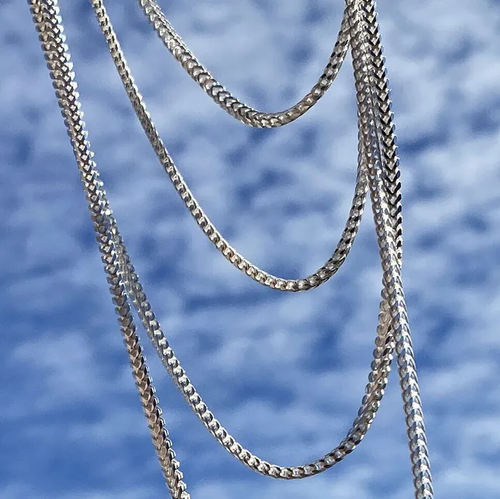 Solid 925 Sterling Silver Franco Chain Necklace Italy 2MM 1624 Bling Cartel Necklaces Solid 925 Sterling Silver Franco Chain Necklace Italy 2MM 1624 Bling Cartel Necklaces