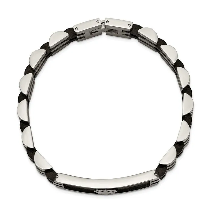Stainless Steel Brushed and Polished Black IPplated 825in ID Bracelet Chisel Bracelets Stainless Steel Brushed and Polished Black IPplated 825in ID Bracelet Chisel Bracelets