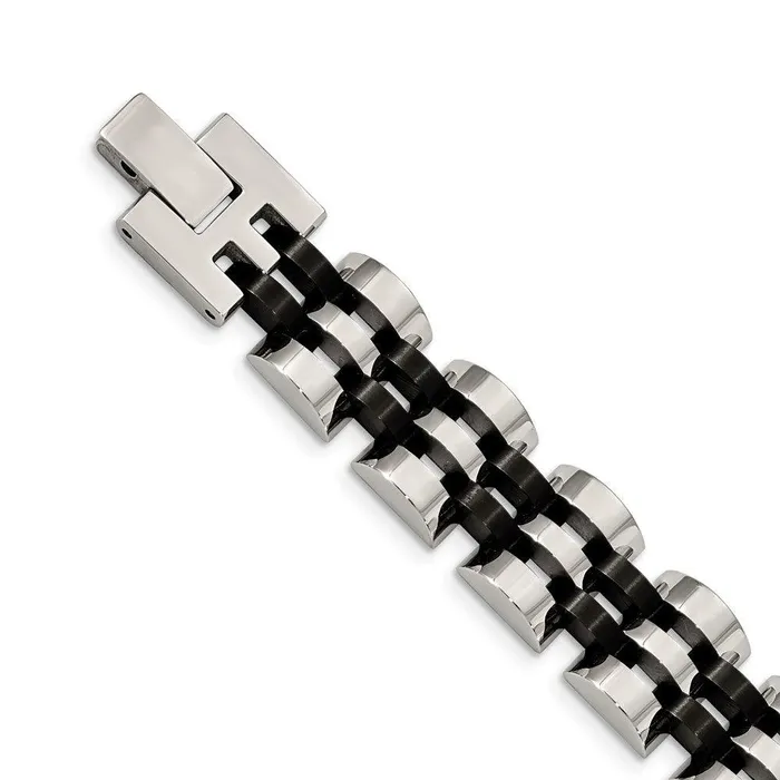 Stainless Steel Brushed and Polished Black IPplated 825in ID Bracelet Chisel Bracelets Stainless Steel Brushed and Polished Black IPplated 825in ID Bracelet Chisel Bracelets