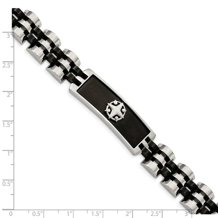 Stainless Steel Brushed and Polished Black IPplated 825in ID Bracelet Chisel Bracelets Stainless Steel Brushed and Polished Black IPplated 825in ID Bracelet Chisel Bracelets