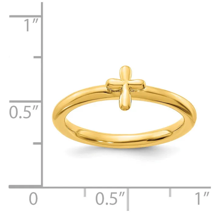 Sterling Silver Stackable Expressions Goldplated Cross Ring QSK2045 Stackable Expressions Rings Sterling Silver Stackable Expressions Goldplated Cross Ring QSK2045 Stackable Expressions Rings