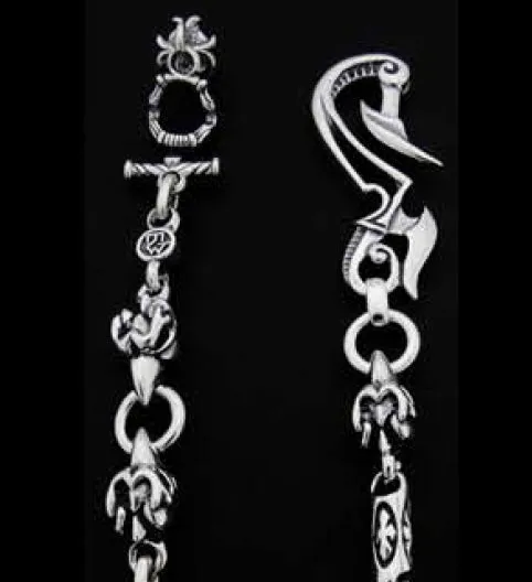 Thunder Hook with 3 Gargoyle DC Ring and Meat Links Wallet Chain DCJ Rings Thunder Hook with 3 Gargoyle DC Ring and Meat Links Wallet Chain DCJ Rings