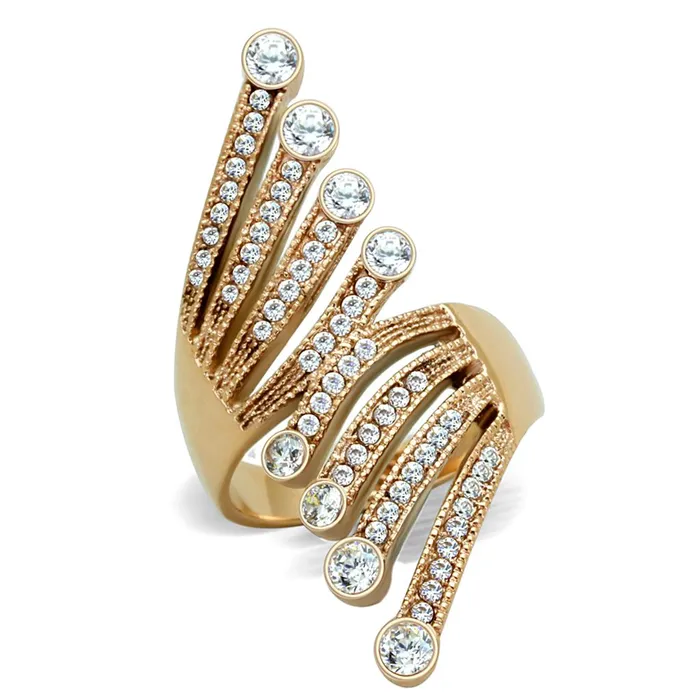 TK1631 IP Rose GoldIon Plating Stainless Steel Ring with AAA Grade CZ in Clear Alamode Rings TK1631 IP Rose GoldIon Plating Stainless Steel Ring with AAA Grade CZ in Clear Alamode Rings