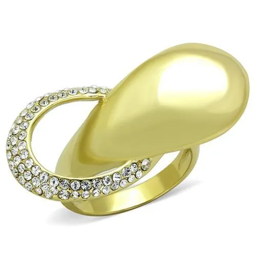 TK1782 IP GoldIon Plating Stainless Steel Ring with Top Grade Crystal in Clear Alamode Rings TK1782 IP GoldIon Plating Stainless Steel Ring with Top Grade Crystal in Clear Alamode Rings
