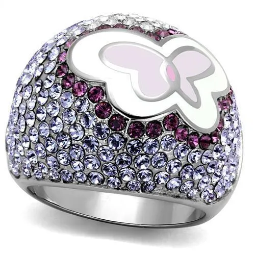 TK2125 High polished no plating Stainless Steel Ring with Top Grade Crystal in Multi Color Alamode Rings TK2125 High polished no plating Stainless Steel Ring with Top Grade Crystal in Multi Color Alamode Rings