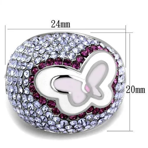 TK2125 High polished no plating Stainless Steel Ring with Top Grade Crystal in Multi Color Alamode Rings