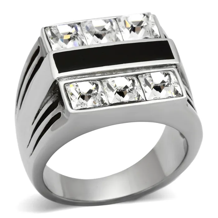 TK920 High polished no plating Stainless Steel Ring with Top Grade Crystal in Clear Alamode Rings TK920 High polished no plating Stainless Steel Ring with Top Grade Crystal in Clear Alamode Rings