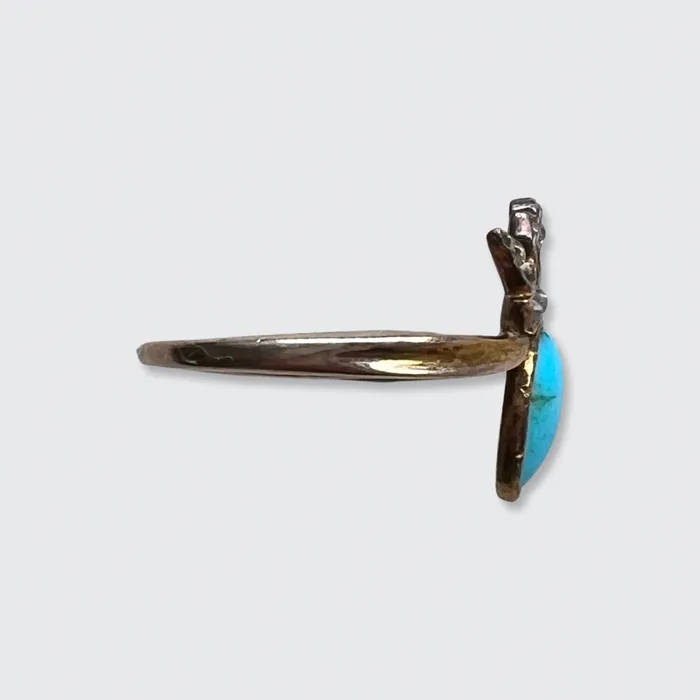 Turquoise RoseCut Diamond Crowned Heart Ring 21stfinds Rings