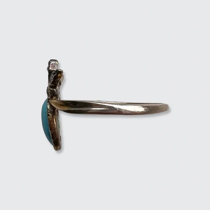 Turquoise RoseCut Diamond Crowned Heart Ring 21stfinds Rings