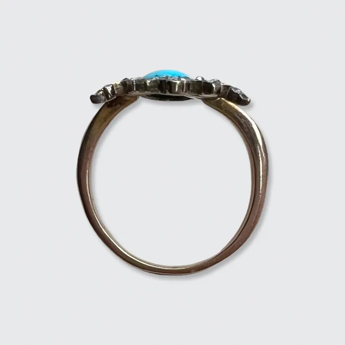Turquoise RoseCut Diamond Crowned Heart Ring 21stfinds Rings