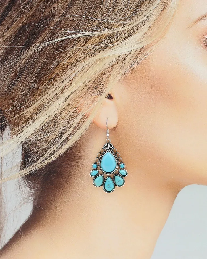 05292024 Western Turquoise Tear Drop Earrings Earrings 05292024 Western Turquoise Tear Drop Earrings Earrings