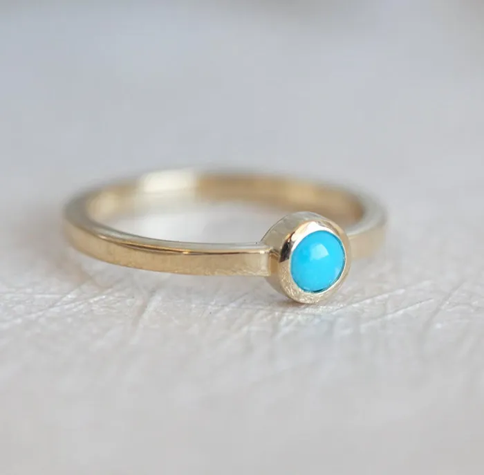 Allison Round Turquoise Ring Ready to Ship Capucinne Rings