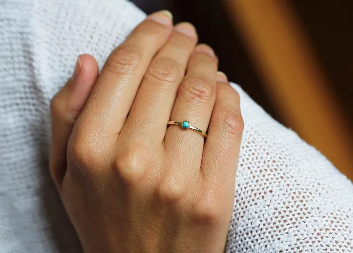 Allison Round Turquoise Ring Ready to Ship Capucinne Rings