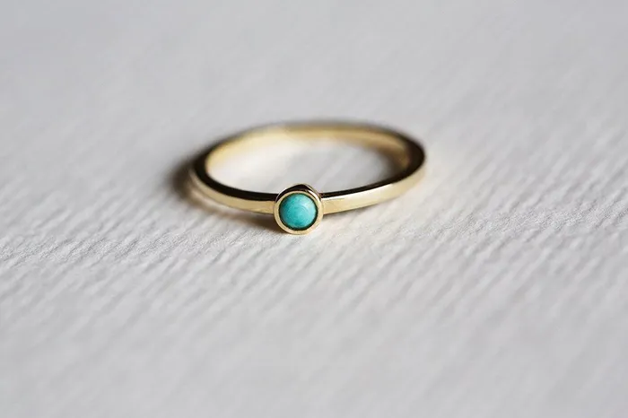 Allison Round Turquoise Ring Ready to Ship Capucinne Rings
