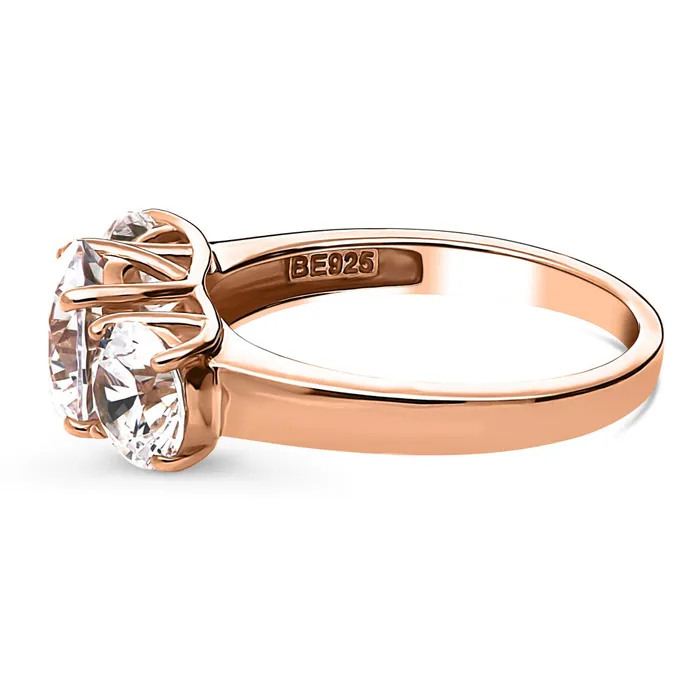 BERRICLE 3Stone 2ct CZ Ring in Rose Gold Plated Sterling Silver Rings