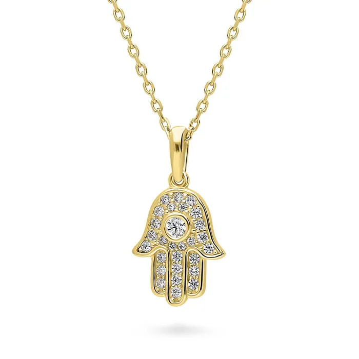 BERRICLE Necklaces Hamsa Hand CZ Necklace in Sterling Silver