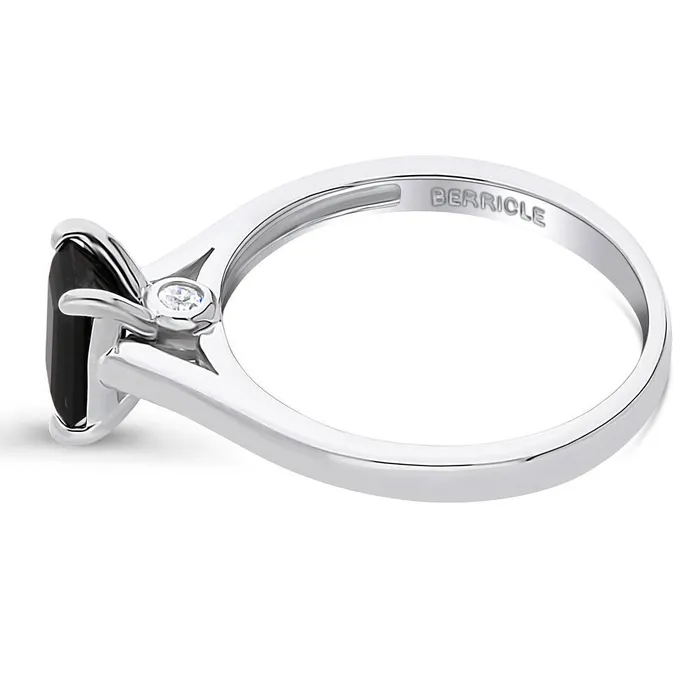 BERRICLE Rings Solitaire Black Emerald Cut CZ Ring in Sterling Silver 1ct