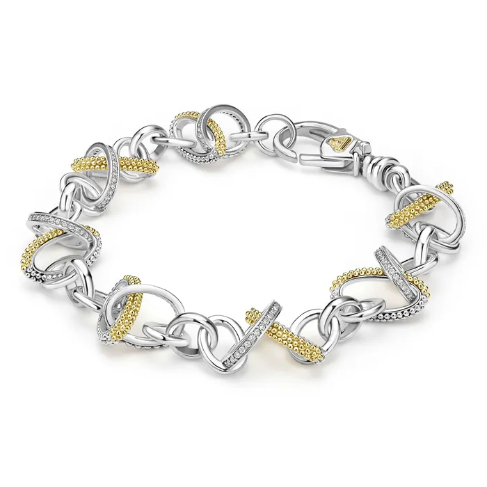 Bracelets LAGOS Caviar Lux TwoTone Link Diamond Bracelet Bracelets LAGOS Caviar Lux TwoTone Link Diamond Bracelet