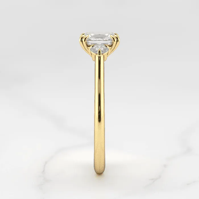 Capucinne Rings Cushion Diamond Ring with Accent Stones