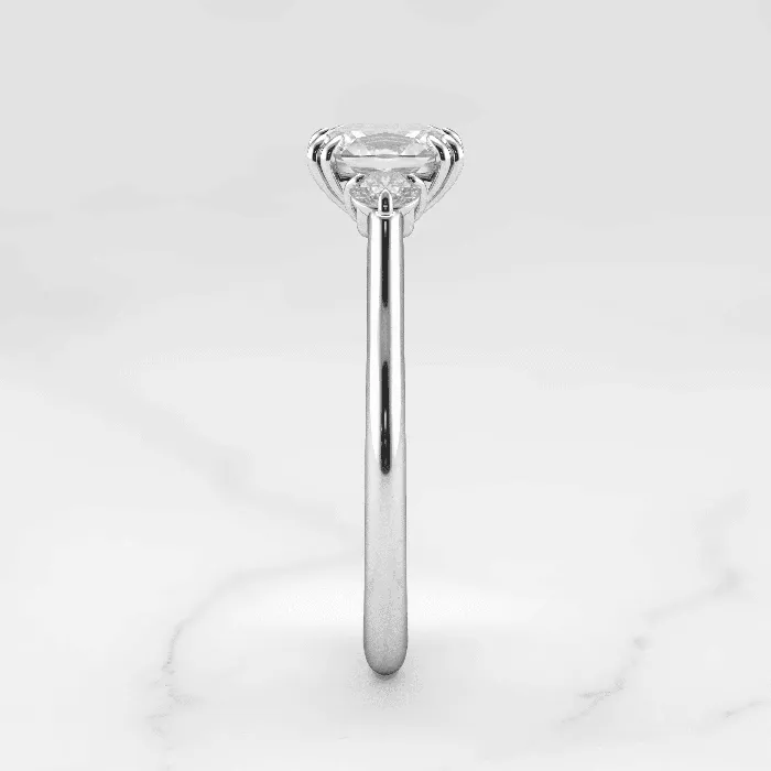 Capucinne Rings Cushion Diamond Ring with Accent Stones
