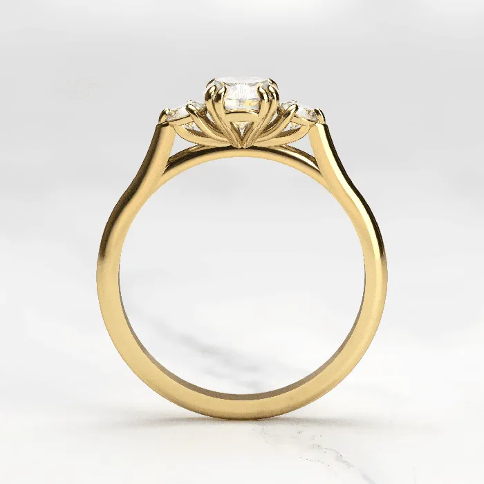 Capucinne Rings Cushion Diamond Ring with Accent Stones