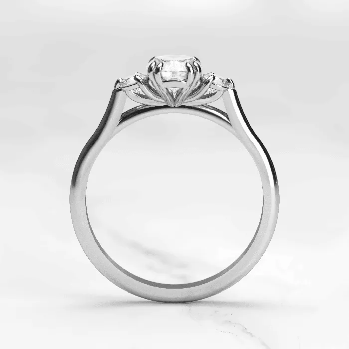 Capucinne Rings Cushion Diamond Ring with Accent Stones