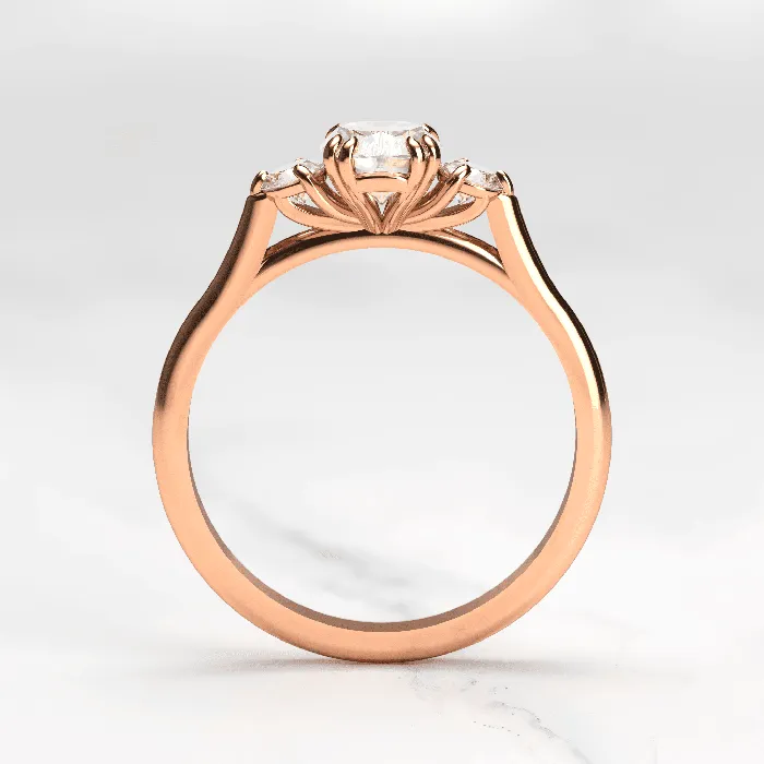 Capucinne Rings Cushion Diamond Ring with Accent Stones
