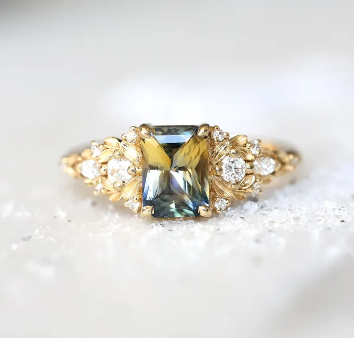 Capucinne Rings Eryn Sapphire Engagement Ring Gold Elvish Diamond Engagement Ring Capucinne Rings Eryn Sapphire Engagement Ring Gold Elvish Diamond Engagement Ring