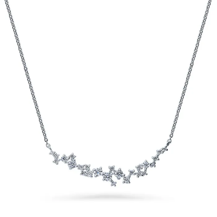 Cluster Bar CZ Necklace and Earrings in Sterling Silver BERRICLE Earrings