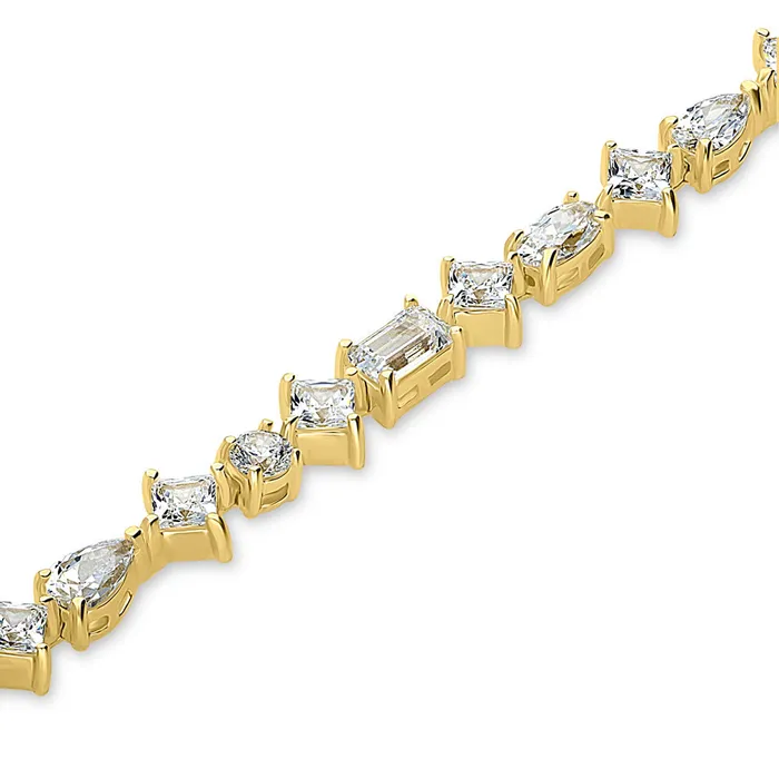 Cluster CZ Tennis Bracelet in Gold Flashed Sterling Silver BERRICLE Bracelets