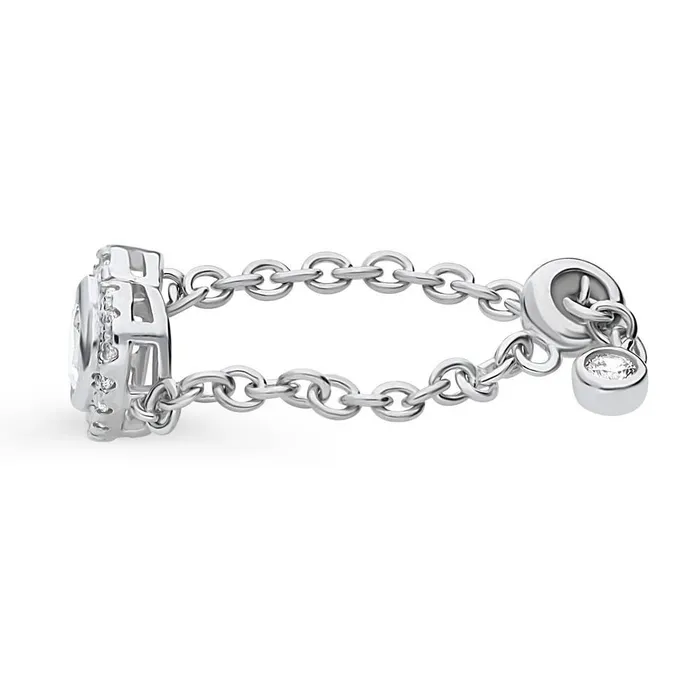Halo Heart CZ Chain Ring in Sterling Silver BERRICLE Rings