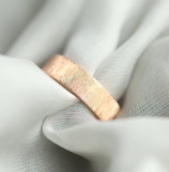 June Brushed 6Mm Wide Gold Wedding Band Mens 14K 18K Gold Ring Unique Promise Ring Womens Band Unisex Capucinne Rings