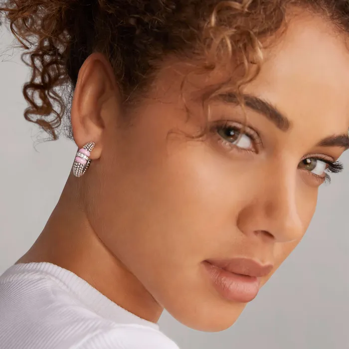 LAGOS Earrings Pink Caviar Pink Ceramic Caviar Diamond Hoop Earrings LAGOS Earrings Pink Caviar Pink Ceramic Caviar Diamond Hoop Earrings