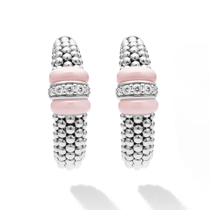 LAGOS Earrings Pink Caviar Pink Ceramic Caviar Diamond Hoop Earrings LAGOS Earrings Pink Caviar Pink Ceramic Caviar Diamond Hoop Earrings