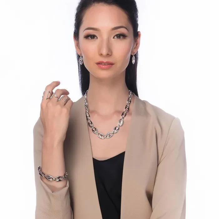 Link Chain Necklace in SilverTone 12mm BERRICLE Necklaces