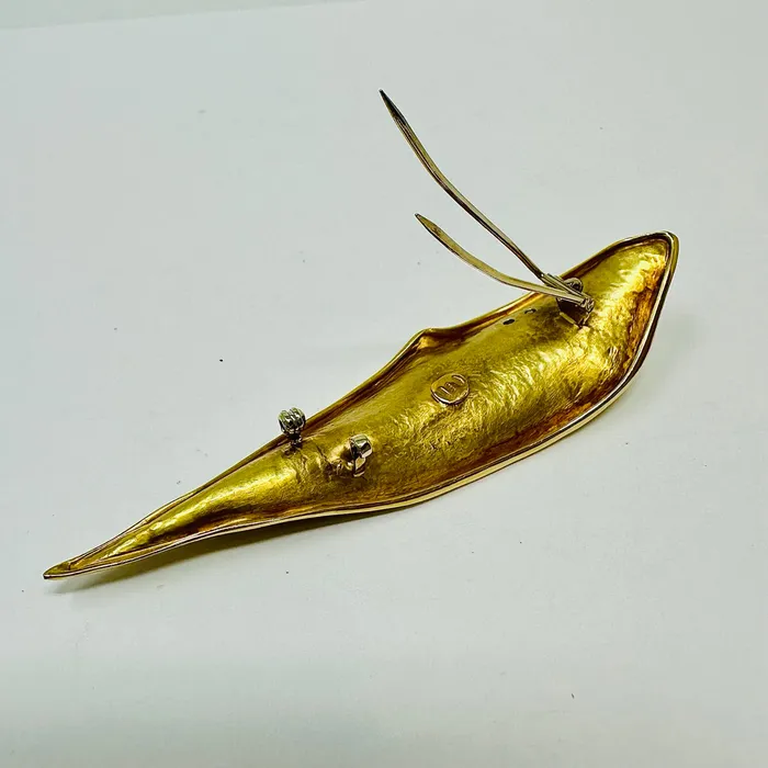 Mario Lombardi PreStyled Sets Mario Lombardi 18K Gold Leaf Pin with Diamond