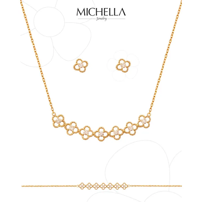 Michella Earrings Michella 18 Ct Gold Diamond Flower Earring Basic Michella Earrings Michella 18 Ct Gold Diamond Flower Earring Basic