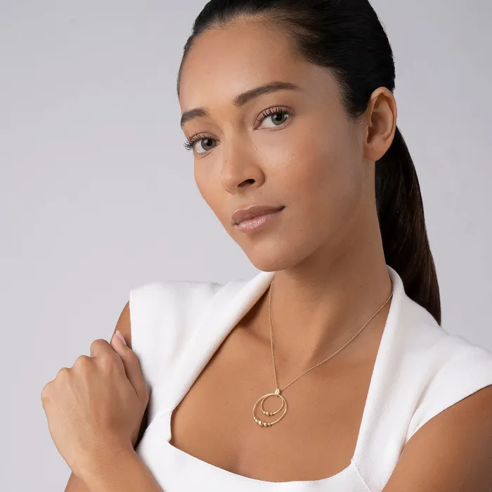 Necklaces Lagos Caviar Gold 18K Gold Double Circle Bead Pendant Necklace Necklaces Lagos Caviar Gold 18K Gold Double Circle Bead Pendant Necklace