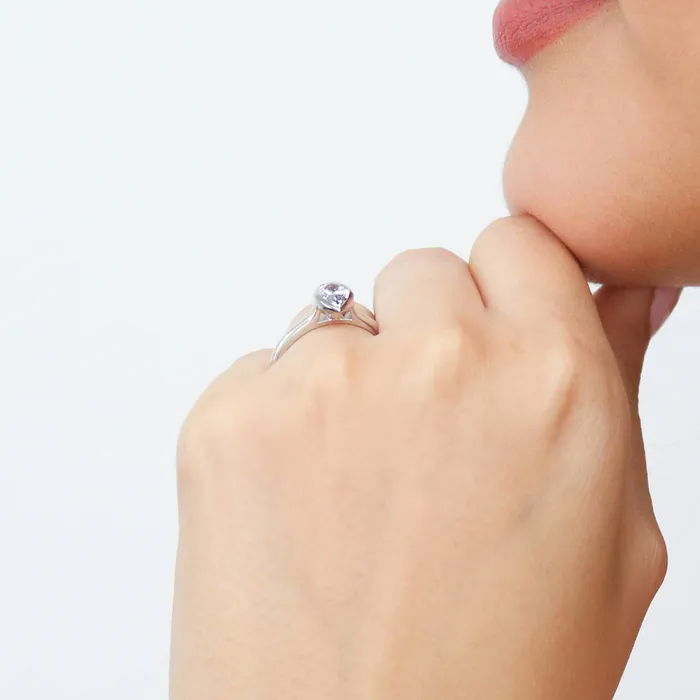 Rings Solitaire 08ct Bezel Pear CZ Ring in Sterling Silver BERRICLE
