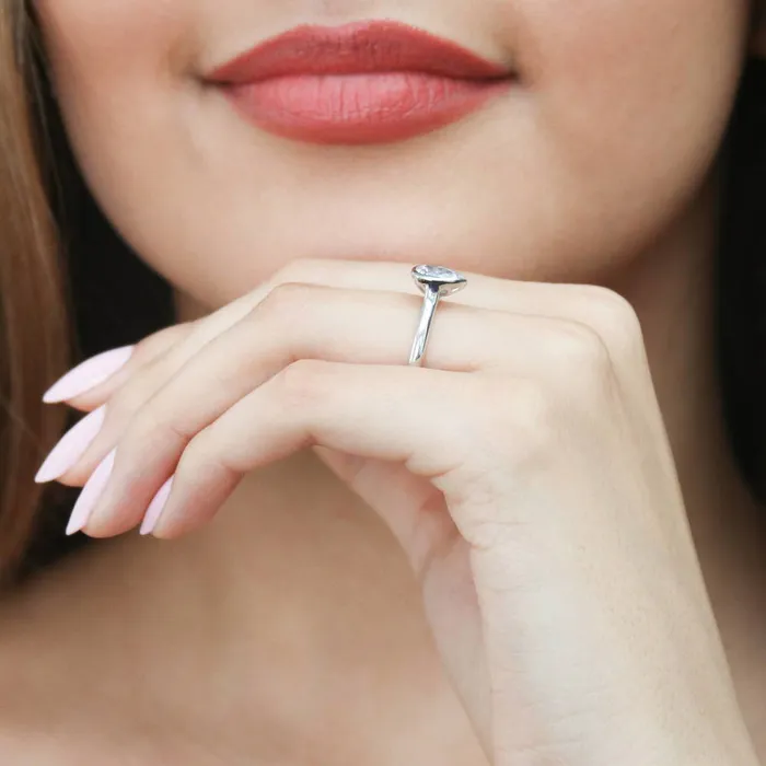 Rings Solitaire 08ct Bezel Pear CZ Ring in Sterling Silver BERRICLE