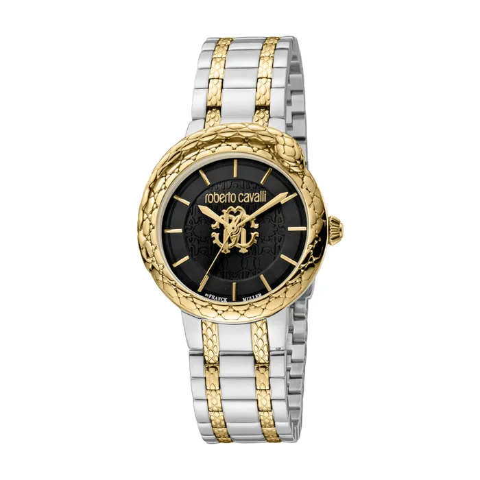 Roberto Cavalli by Franck Muller Womens Watch Two Tone Silver Gold Case and Black Dial Description Roberto Cavalli Rings Roberto Cavalli by Franck Muller Womens Watch Two Tone Silver Gold Case and Black Dial Description Roberto Cavalli Rings