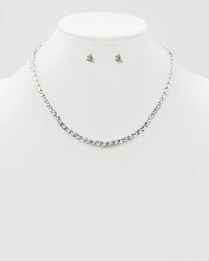 Round Cut CZ Tennis Choker Necklace Set UPDATED092024 Necklaces Round Cut CZ Tennis Choker Necklace Set UPDATED092024 Necklaces