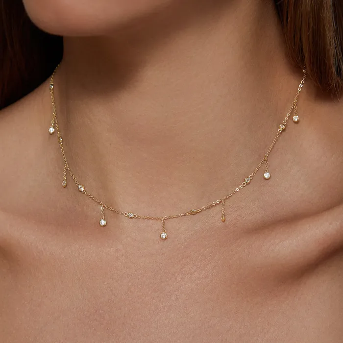 Shashi Necklaces Shashi Solitaire Drop Necklace Vermeil on Sterling Silver Shashi Necklaces Shashi Solitaire Drop Necklace Vermeil on Sterling Silver