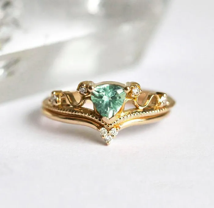 Tourmaline Ring Set Diamond Ring Capucinne Rings