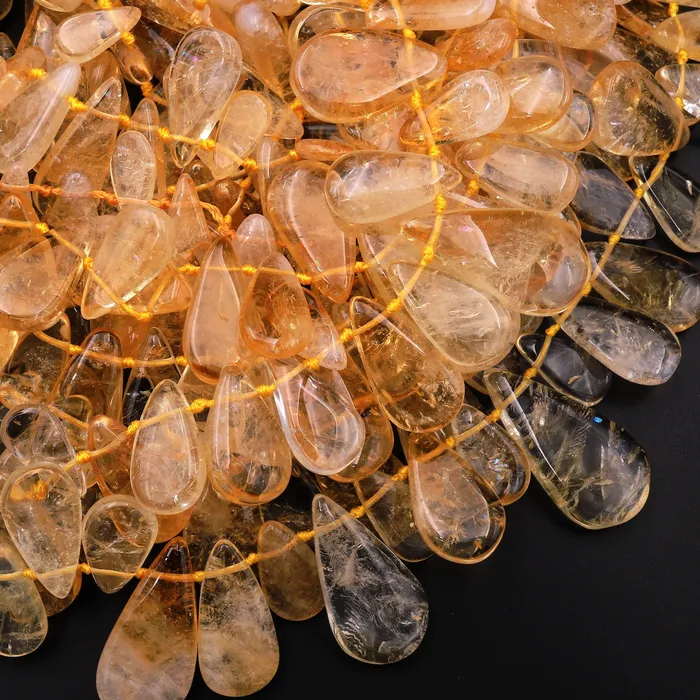 AAA Natural Golden Citrine Long Teardrop Pendant Beads Side Drilled Gemstone 155 Strand Intrinsic Trading Necklaces AAA Natural Golden Citrine Long Teardrop Pendant Beads Side Drilled Gemstone 155 Strand Intrinsic Trading Necklaces